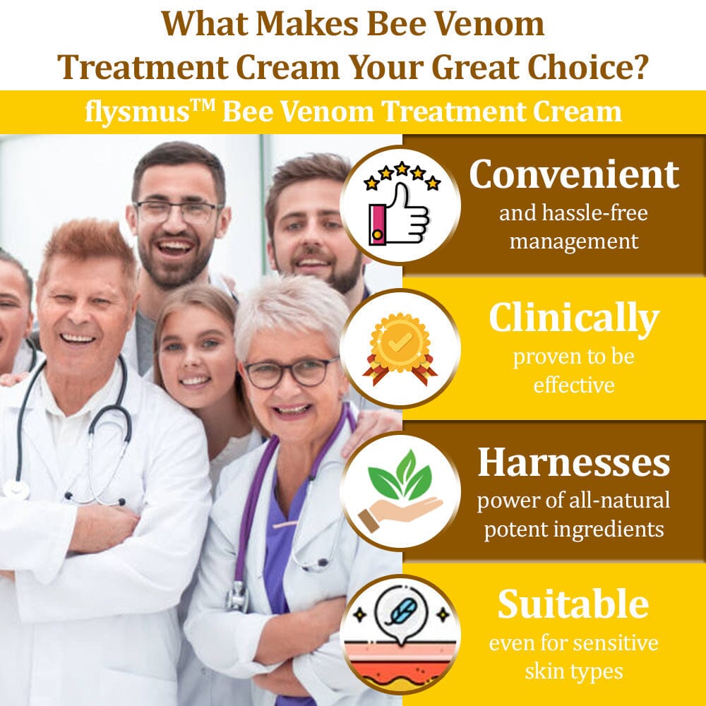 đâ
flysmus⢠Bee Venom Treatment Creamđ: Helps with Eczema, Psoriasis, Acne, Rosacea, Fungal Infections, and Warts