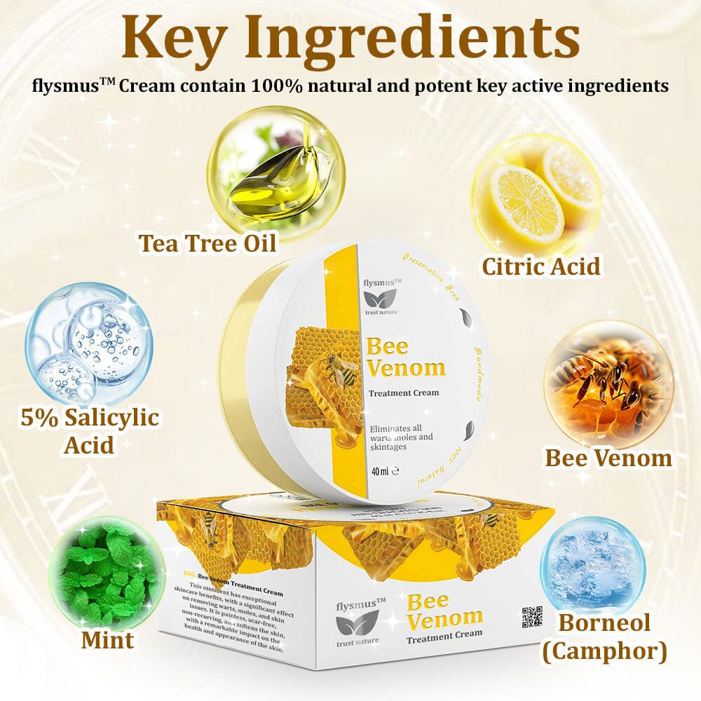 🏆✅flysmus™ Bee Venom Treatment Cream🐝: Helps with Eczema, Psoriasis, Acne, Rosacea, Fungal Infections, and Warts